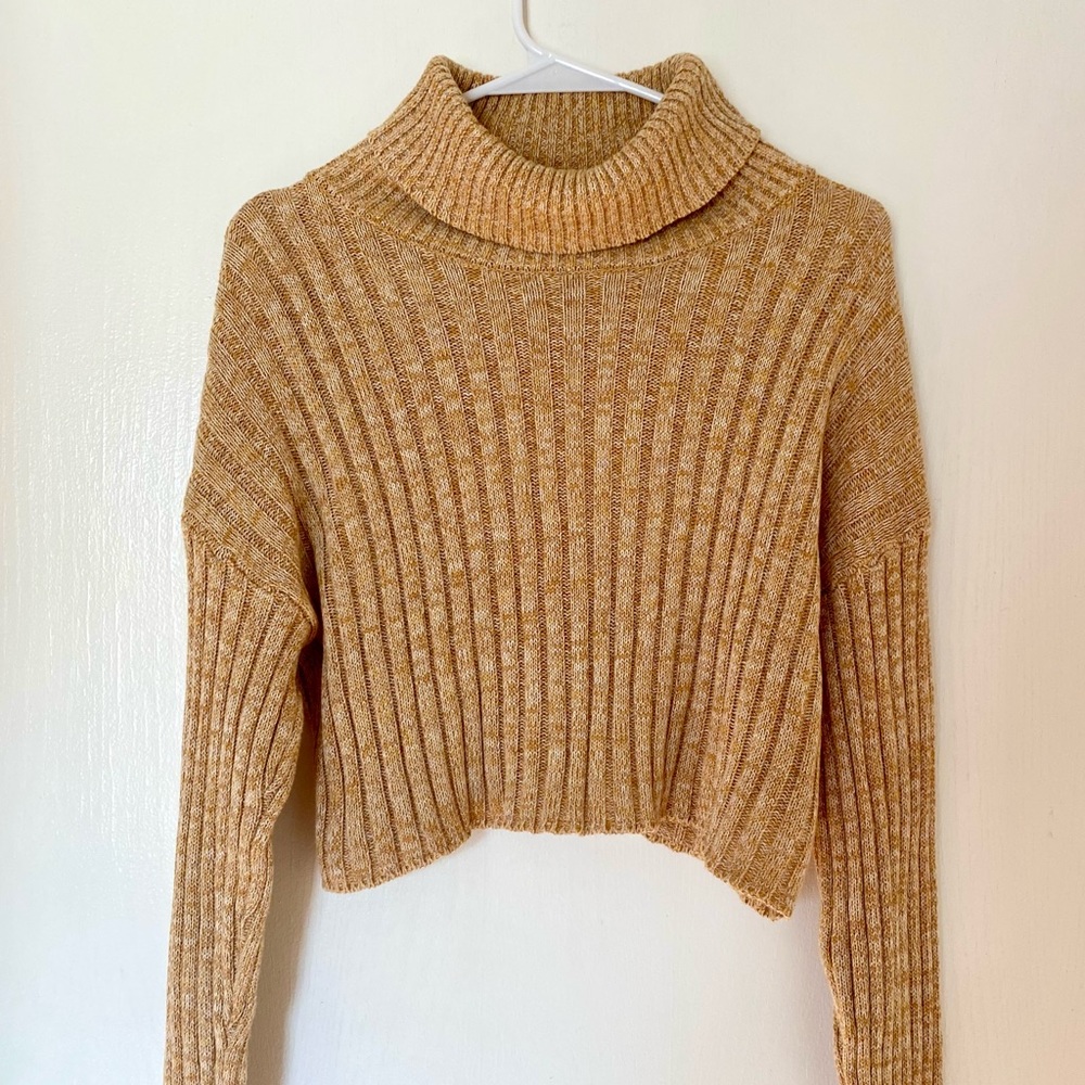 F21 Beige Knit Cropped Sweater